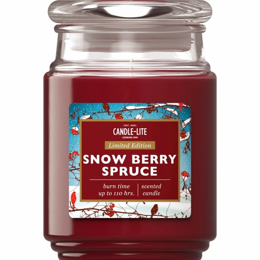 Home Decor * | Flash Sale Candle-Lite Holiday Collection 18 Oz. Jar Candle Snow Berry Spruce