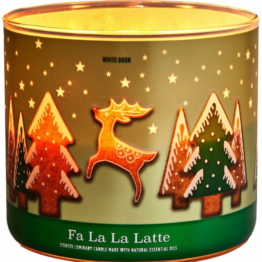 Home Decor * | Best Pirce Bath & Body Works Night Before Christmas Messaging 3 Wick Candle Fa La La Latte