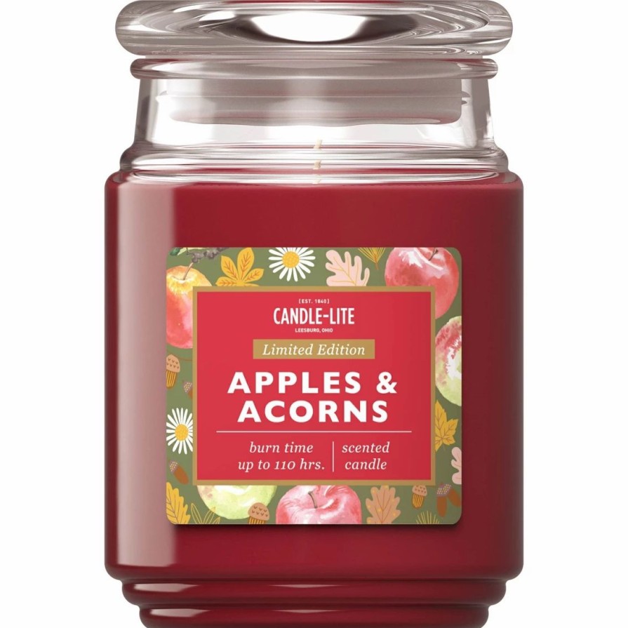 Home Decor * | Best Pirce Candle-Lite Fall Limited Edition Apples And Acorns 18 Oz. Jar Candle