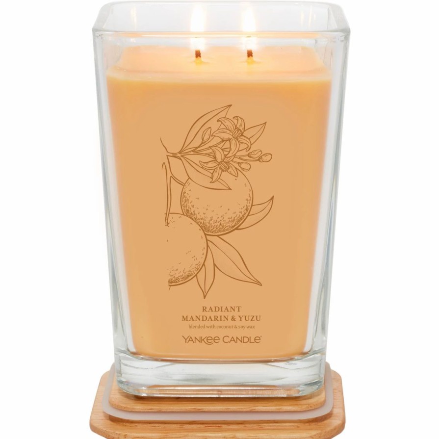 Home Decor * | Deals Yankee Candle Radiant Mandarin And Yuzu Large Well Living 2 Wick Square Candle