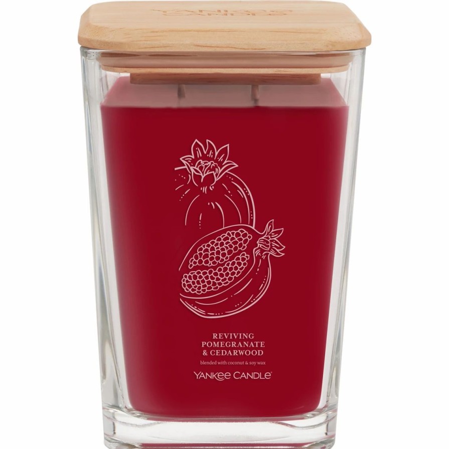 Home Decor * | Outlet Yankee Candle Reviving Pomegranate And Cedarwood Large Well Living Square Candle