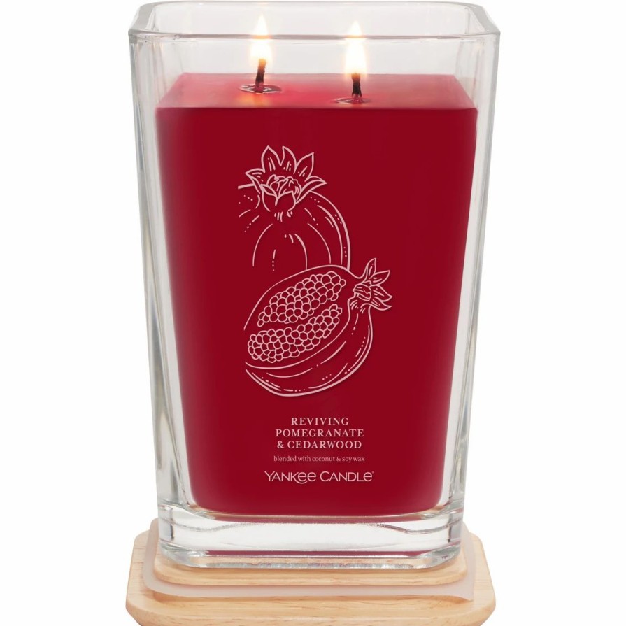 Home Decor * | Outlet Yankee Candle Reviving Pomegranate And Cedarwood Large Well Living Square Candle