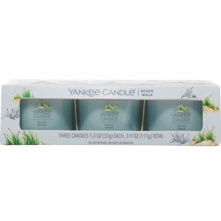 Home Decor * | Flash Sale Yankee Candle Filled Votive Beach Walk Candle 3 Pk.