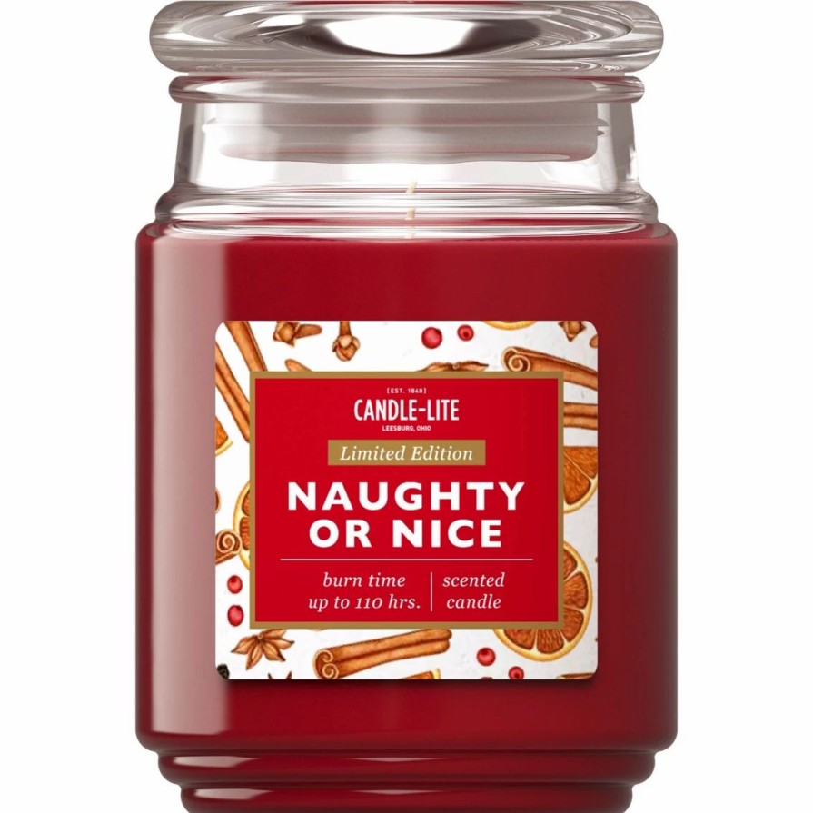 Home Decor * | Wholesale Candle-Lite Edes Holiday Collection 18 Oz. Naughty Or Nice Jar Candle