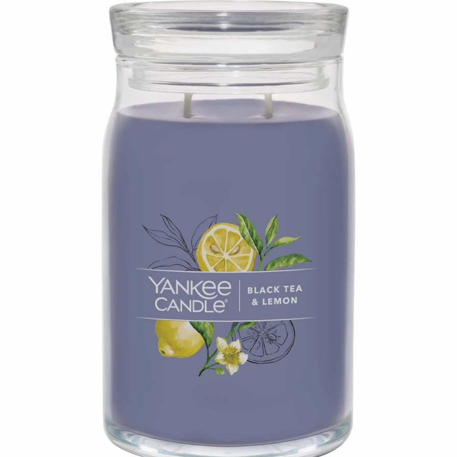 Home Decor * | Hot Sale Yankee Candle Black Tea And Lemon Signature Large Jar Candle